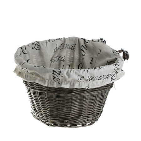 WICKER BIKE BASKET LINED WITH NATURAL LEATHER STRAPS 42X37 H24 CM