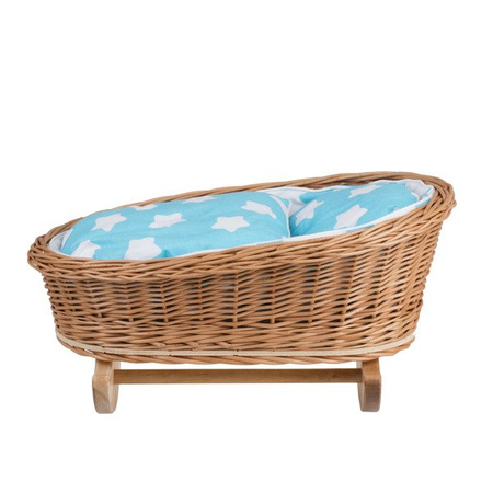 MIMI WICKER BED ROCKING CRADLE FOR DOLLS WITH BEDDING 46x28 H 20/25 CM