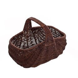 WICKER DARK PAINTED BIG SHOPPING PICNIC STORAGE BASKET HANDMADE 50X32 H25/36 CM