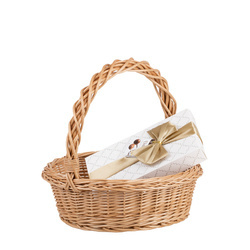 Wicker round basket gift basket with handle decorative handmade Ø42 H17/43 cm