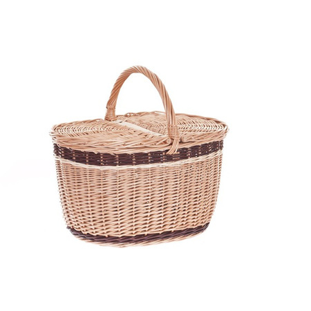 SHABBY CHIC WICKER PICNIC BASKET HANDMADE 42X32 H24/40 CM