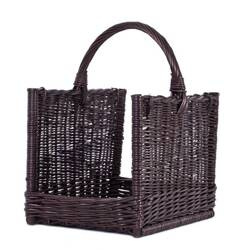 Wicker Rectangular Log Basket Juta Lined on Plywood Bottom handmade 50x35 H 33/47 CM
