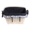 WHITEWASHED WICKER BIKE BASKET HANDMADE VINTAGE RETRO LINED 46X34 H23/28 CM