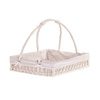 WHITEWASHED WICKER TRAY WITH HANDLE LINED DECORATIVE HANDMADE 60X50 H12 CM