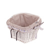 WHITEWASHED WICKER BIKE BASKET HANDMADE VINTAGE RETRO LINED 46X34 H23/28 CM