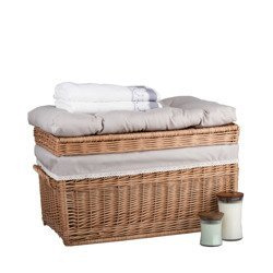 Wicker Trunk wicker chest storage bin with Textile lined handmade decorative with pillow 60x39 H39 cm