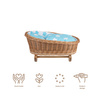 MIMI WICKER BED ROCKING CRADLE FOR DOLLS WITH BEDDING 46x28 H 20/25 CM