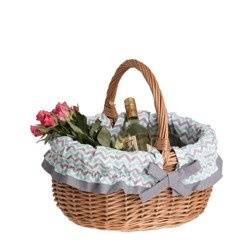 DECORATIVE WICKER SHOPPING BASKET STORAGE HANDMADE ECO BAG LINED 42X34 H23/36 CM