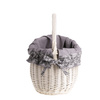WHITEWASHED RETRO WICKER SHOPPING BASKET BAG HANDMADE LINED 35X26 H25/36 CM