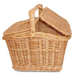 SHABBY CHIC WICKER PICNIC BASKET HANDMADE 40x40 H30/42 CM