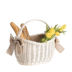 Kleiner Einkaufskorb aus Weide, weißer retro 35X26 H25/36 CM