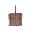 Porte-bouteille pour 4 bouteilles en osier gris brun avec grande anse 28x28 H23 cm