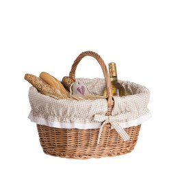 DECORATIVE WICKER SHOPPING BASKET STORAGE HANDMADE ECO BAG LINED 47X34 H 25/35 CM