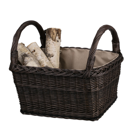 RECTANGULAR LARGE BASKET FOR TOYS ROOMY WICKER BASKET FOR WOOD LINED 62X46 H31/52 CM