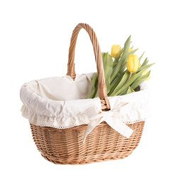 Wicker basket gift basket shopping basket lined decorative handmade 37x29 H19/30 cm