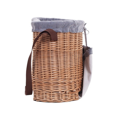 WICKER BASKET USED TO COLLECT FRUITS WITH LEATHER STRIPS HANDMADE LINED 40X23 H40 CM