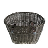 Wicker dark painted Bike Basket bike accessories handmade with lether strips 42x37 H24 cm
