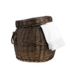 POUFFE WICKER CHEST TRUNK BENCH SEAT WITH STORAGE dark painted decorative handmade Ø28 H29 CM