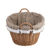 WICKER LAUNDRY STORAGE BIN ECO TOY CONTAINER WITH LINEN DECORATIVE HANDMADE 60X44X23 CM