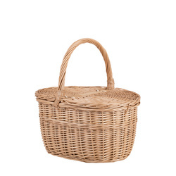 SHABBY CHIC WICKER PICNIC BASKET HANDMADE 35x28 H20/30 CM