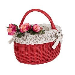Roter Einkaufskorb / Geschenkkorb aus Weide 42x34H23/36 CM
