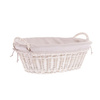WhiteWashed Wicker Laundry Bin with Linen storage basket decorative handmade 60x44 H23 cm