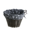 WICKER DARK PAINTED BIKE BASKET WITH LEATHER STRAPS LINED HANDMADE 42X37 H24 CM