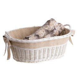 Corbeille en osier blanc avec 2 anses 60x44 H23 cm