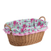WICKER LAUNDRY STORAGE BIN ECO TOY CONTAINER WITH LINEN DECORATIVE HANDMADE 60X44X23 CM