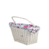 WHITEWASHED WICKER BIKE BASKET RETRO VINTAGE HANDMADE LINED 46X34 H23/28 CM