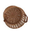 WICKER Round basket STORAGE BIN ECO TOY CONTAINER WITH leather handles decorative handmade Ø38 H38 cm