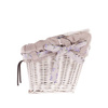 WHITEWASHED WICKER BIKE BASKET HANDMADE VINTAGE RETRO LINED 46X34 H23/28 CM