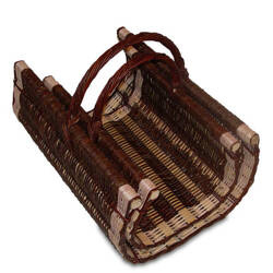 Wicker Log Basket Juta Lined handmade decorative 50x30 H28/40 cm