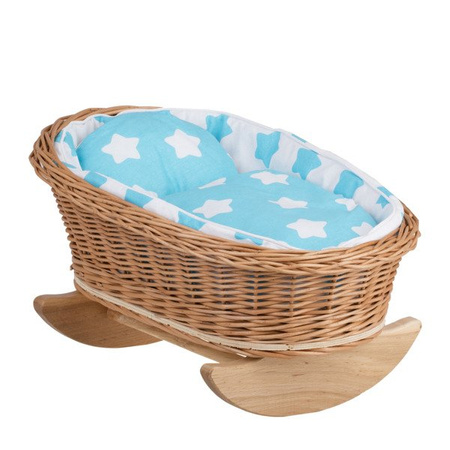 MIMI WICKER BED ROCKING CRADLE FOR DOLLS WITH BEDDING 46x28 H 20/25 CM