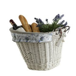 Fahrradkorb aus Weidengeflecht, mit Lederreimen und Besatz 42x37 H24 CM