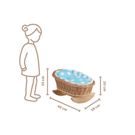 Schaukelbett Puppenwagen aus Weide 46x28 H 20/25 CM