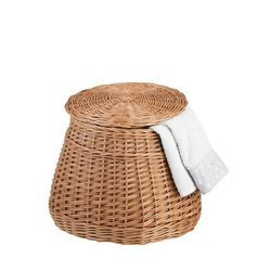 Pouffe wicker chest trunk bench seat with storage Ø30/40 H33 cm