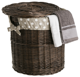 Panier à linge en osier avec doublure en coton Ø50 H50 cm