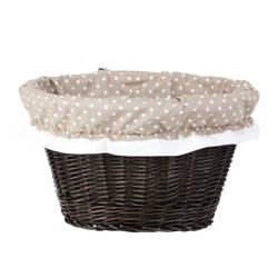 Fahrradkorb aus Weidengeflecht, mit Lederreimen und Besatz 42x37 H24 cm