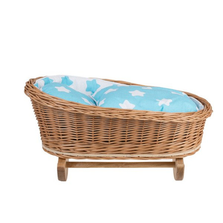 MIMI WICKER BED ROCKING CRADLE FOR DOLLS WITH BEDDING 46x28 H 20/25 CM