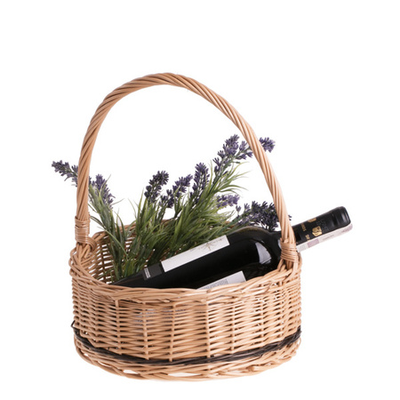 Petit panier en osier naturel avec liserets teintés Ø28 H11/27  CM