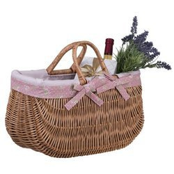 WICKER BIKE BAG SHOPPING BAG LINED handmade 43X21 H27/35 CM