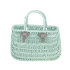 BIKE ACCESSORIES MINT PAINTED WICKER BIKE BASKET BICYCLE BASKET FOR KIDS WITH LEATHER STRIPS HANDMADE 22X10 H13/16 CM