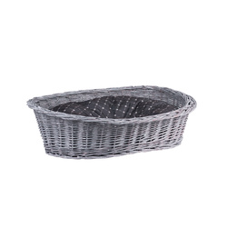 Poppy WICKER OVAL DOG BED WITH PILLOW PET BED GREY 60x43 H19 cm