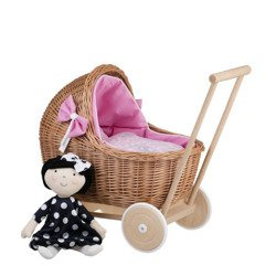 LILI Puppenwagen aus Weide in Naturfarbe 55x30 H45 CM