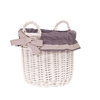 Panier rond en osier blanc avec doublure amovible