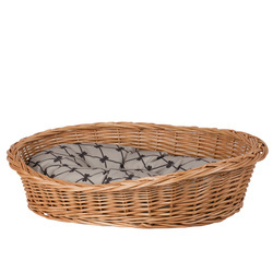 Poppy WICKER OVAL DOG BED WITH PILLOW PET BED 95x72 H27 cm