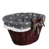 Panier en osier bordeaux rouge avec doublure amovible de vélos à bracelet en cuir 42X37 H24 CM