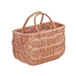 Dark painted WICKER SHOPPING BAG SHOPPING BASKET LINED 42X20 H25/34 CM