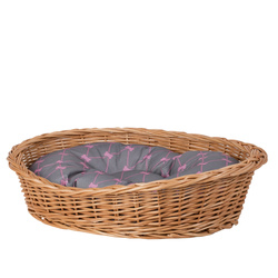 Poppy WICKER OVAL DOG BED WITH PILLOW PET BED   100x75 H27 cm